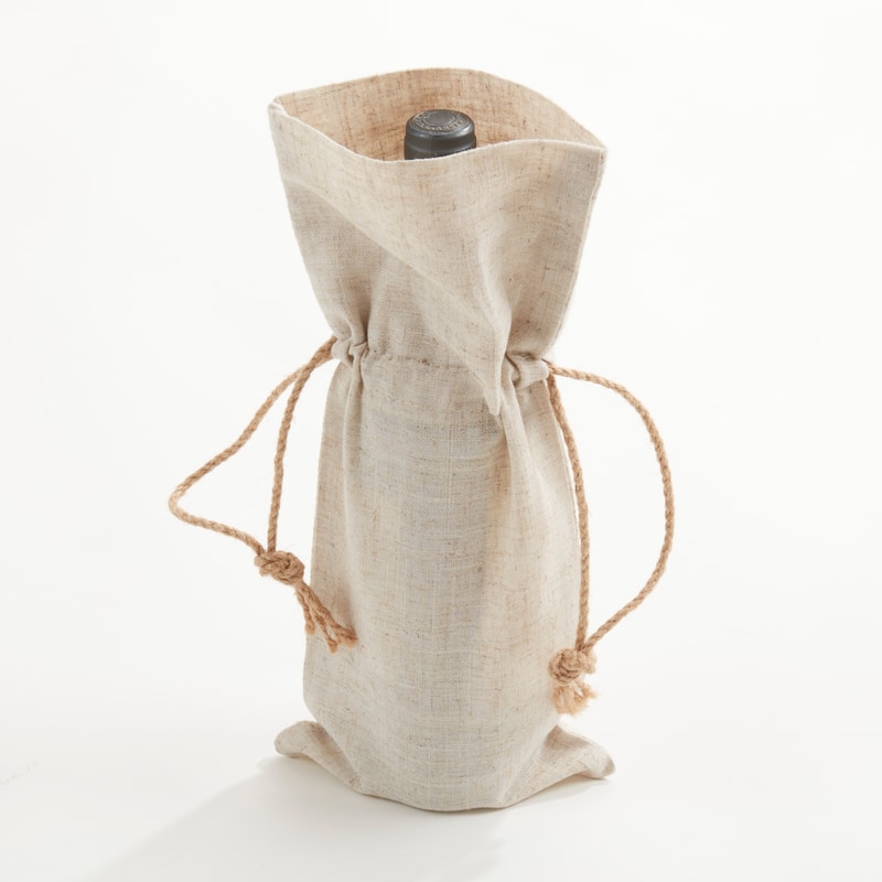 Linen Blend Reusable Artisan's Touch Bottle Bag