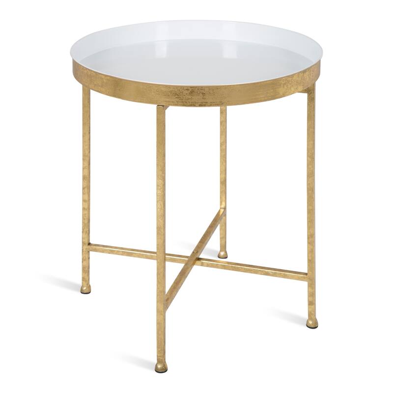 Kate and Laurel Celia Round Metal Side Table - 18.25x18.25x22 - Gold/White