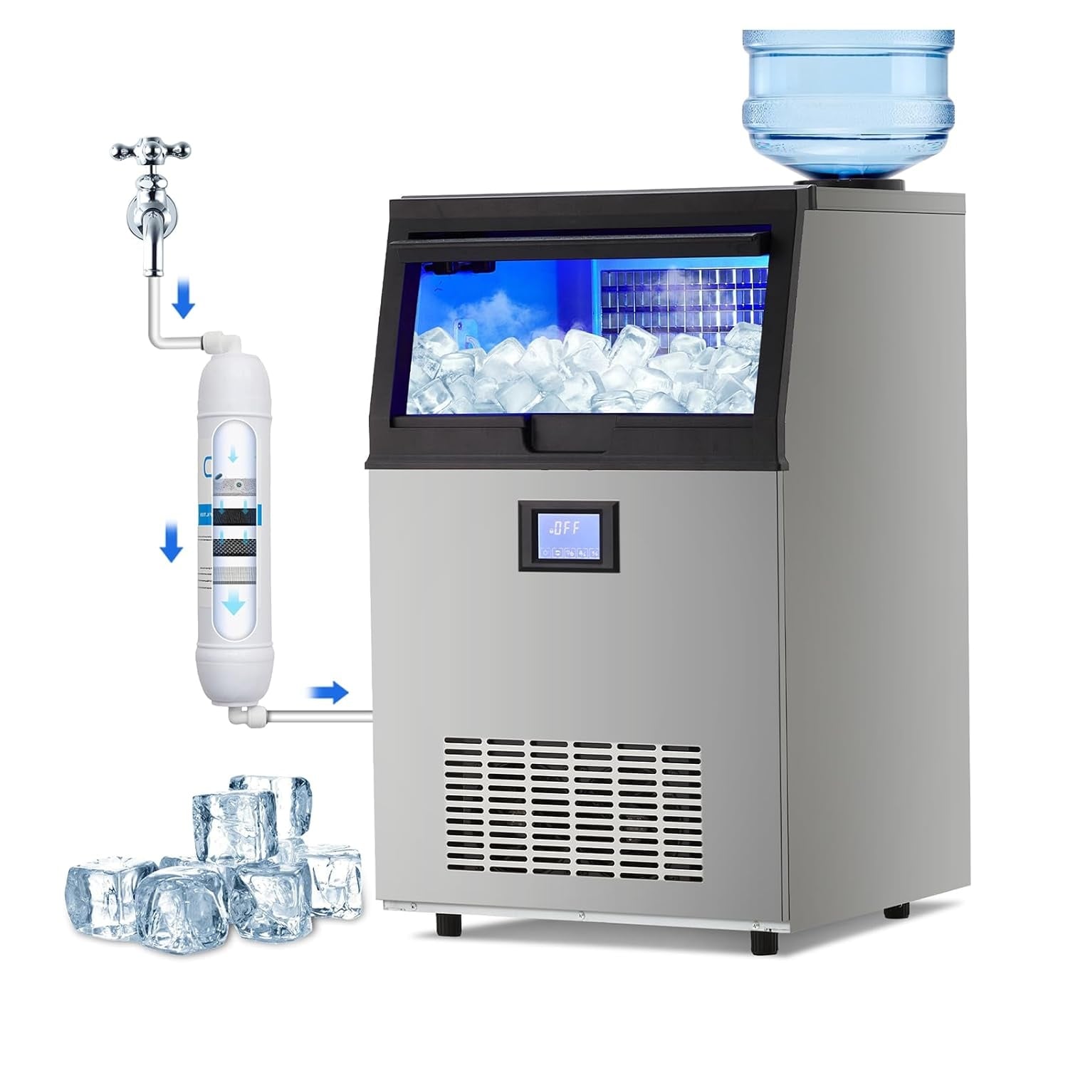 Commercial Display Refrigerator, Upright Beverage Cooler with LED Lighting and Shelves