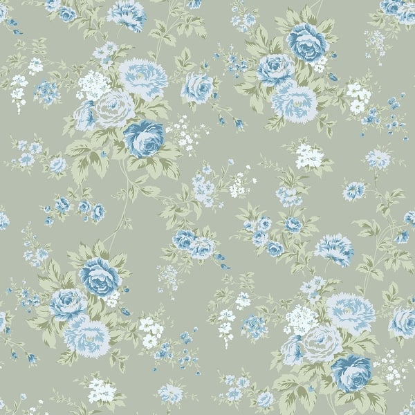 slide 2 of 3, Shabby Chic by Rachel Ashwell Wild Flower Sage Wallpaper