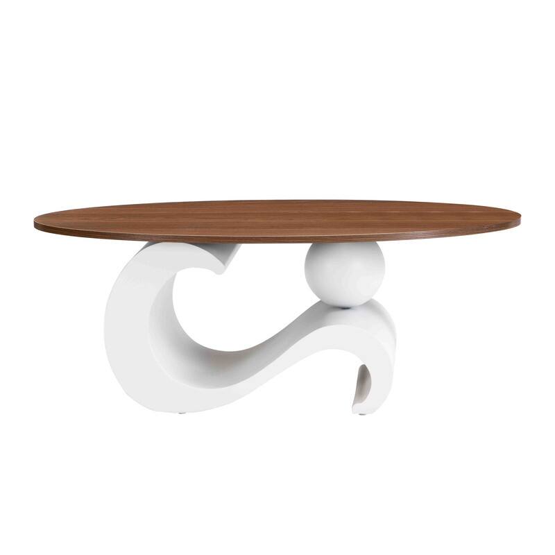 Nesting Coffee Table Set of 2, Round & Oval End Tables with faux marble Tabletop, Side Table