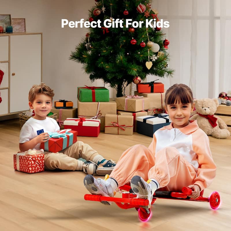 Ride on Scooter Zig-Zag Motion Drift Cart with Comfortable Handle and Steel Frame Ideal for Kids - 37.8” x 17.3” x 11.2”