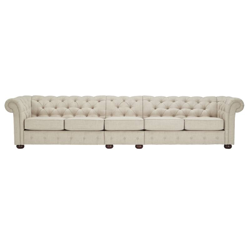 Knightsbridge Beige Linen Tufted Chesterfield Modular Sofa by iNSPIRE Q Artisan