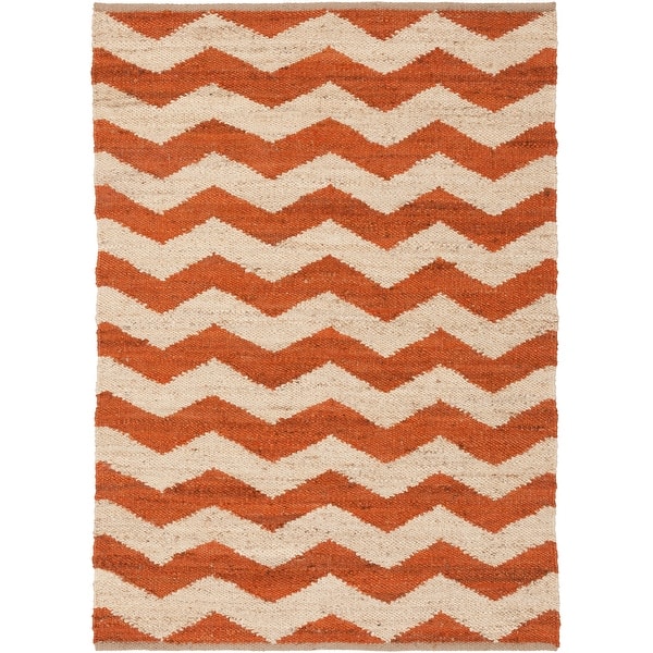 slide 2 of 41, Hand-Woven Madeline Natural Jute Chevron Rug - 2' x 3' Rust/Ivory