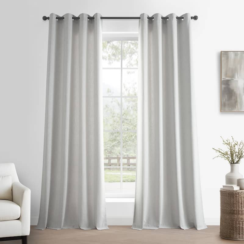 Exclusive Fabrics Basic Faux Linen Curtain Pair - 2 Panels - Light Filtering Grommet Curtains - 50 X 96 - Off White
