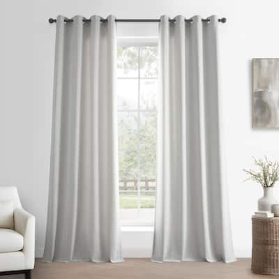 Exclusive Fabrics Basic Faux Linen Curtain Pair - 2 Panels - Light Filtering Grommet Curtains