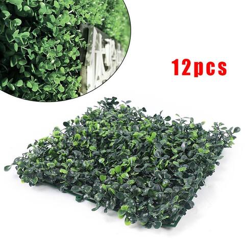 12Pcs 20x20'' Artificial Boxwood Wall Panel Privacy Hedge Screen - 20x20in