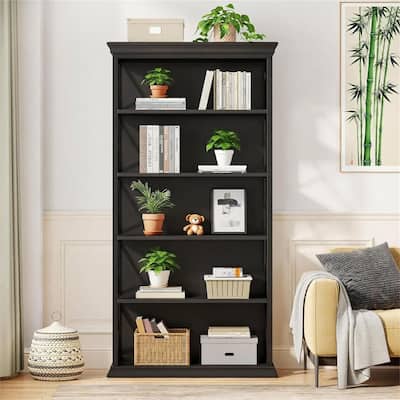 Industrial 5-Shelf Bookcase with X-Side Design