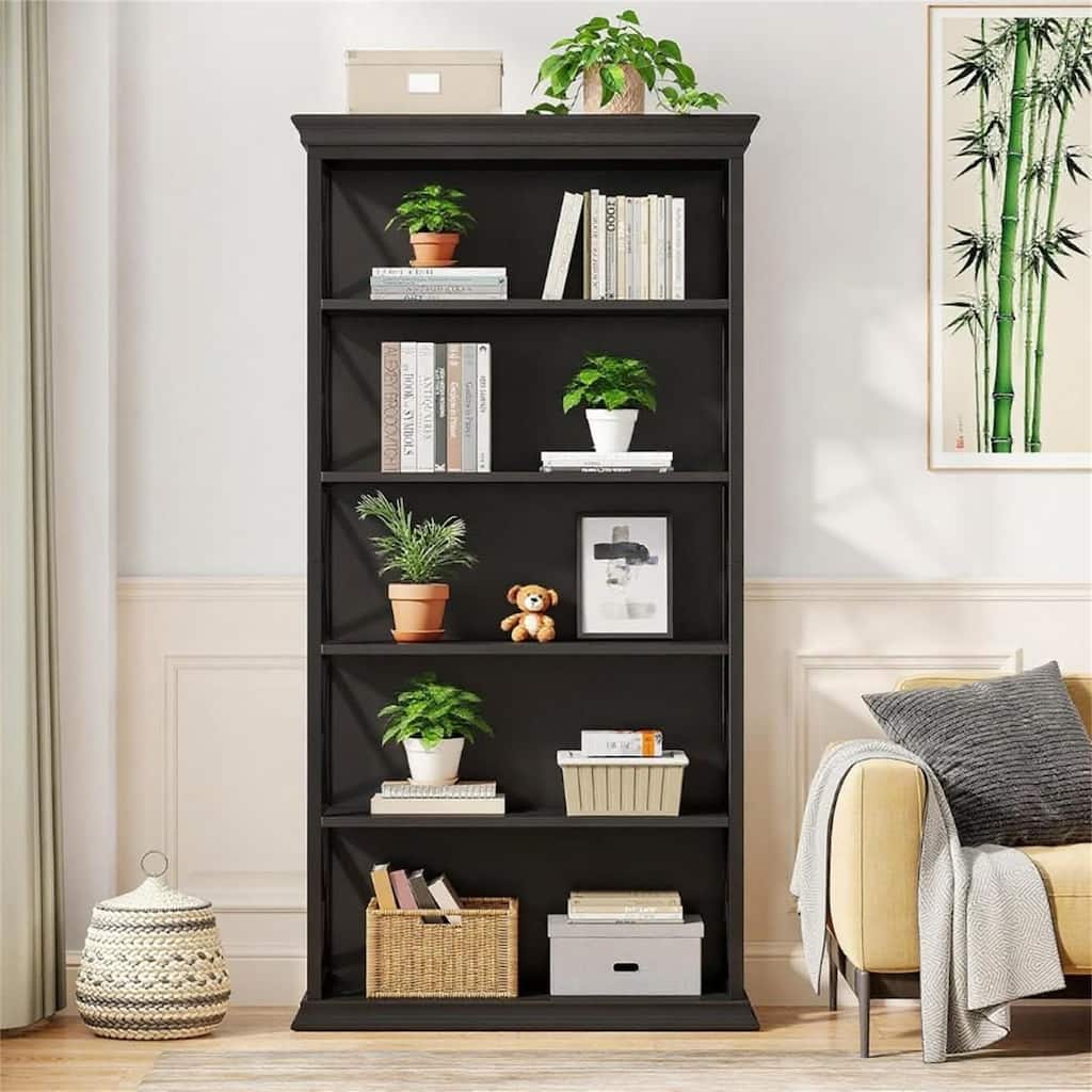 Industrial 5-Shelf Bookcase with X-Side Design