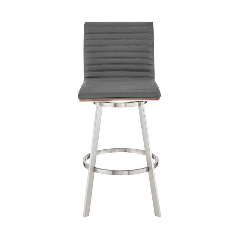 Swivel Counter Barstool with Horizontal Channel Stitching