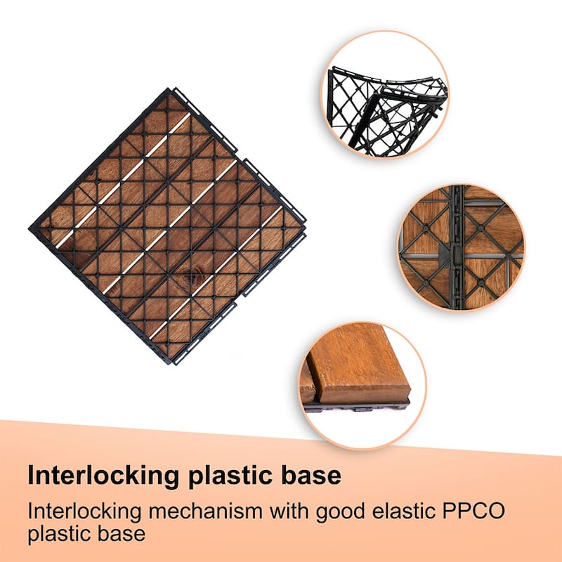 1 ft. x 1 ft. Acacia Wood Outdoor Interlocking Deck Tiles, Box of 10