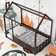 preview thumbnail 2 of 25, Espresso Twin Size Wood House Bed Frame with Fence, No Slats Included