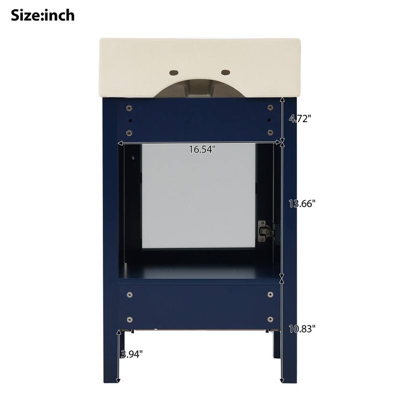 20'' Bathroom Vanity with Ceramic Sink Top, Modern Bathroom Storage Cabinet with 1 Drawer and 1 Soft Close Door