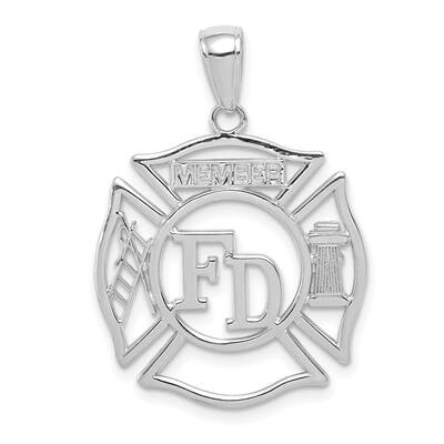 14k White Gold FD Member in Shield Pendant