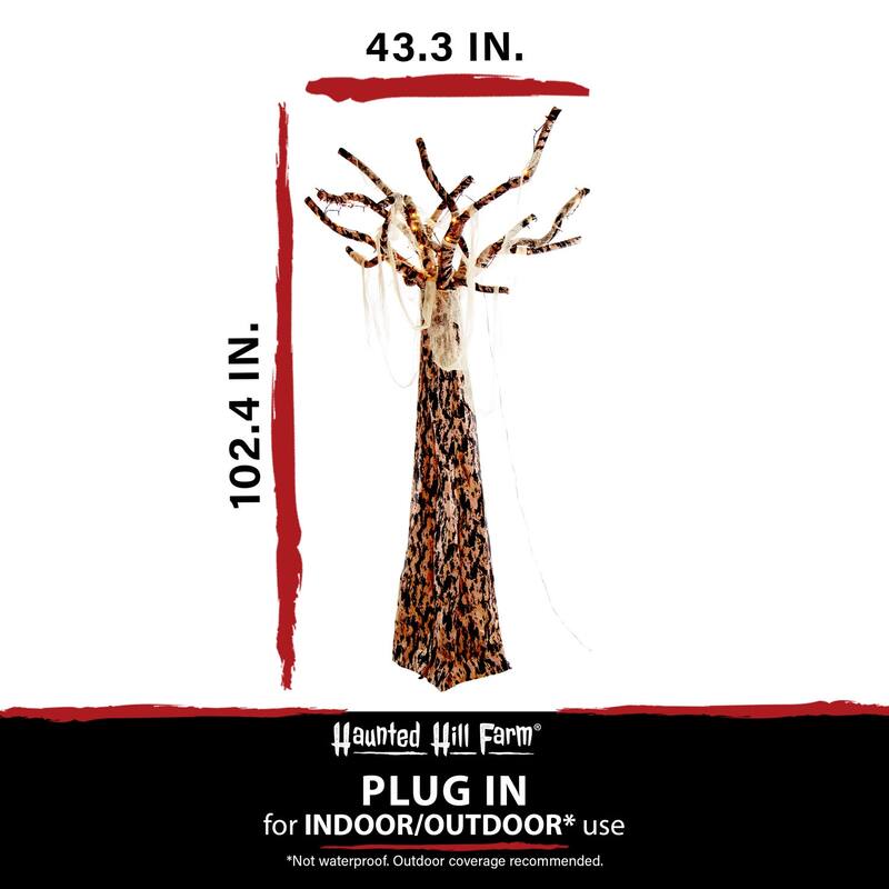 Haunted Hill Farm 8.5-Ft. Orgone the Ghost Tree, Prelit Indoor or Covered Outdoor Halloween Decoration, Plug-In