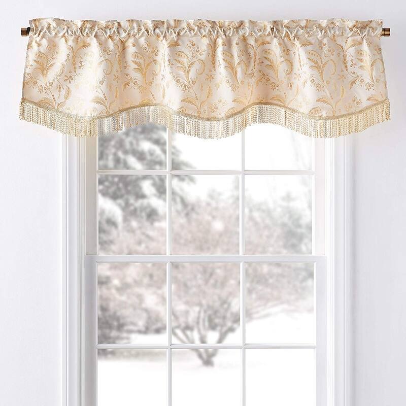 Violet Linen Luxury Floral Damask, 60" x 15", Straight, Rod Pocket Curtain Valance