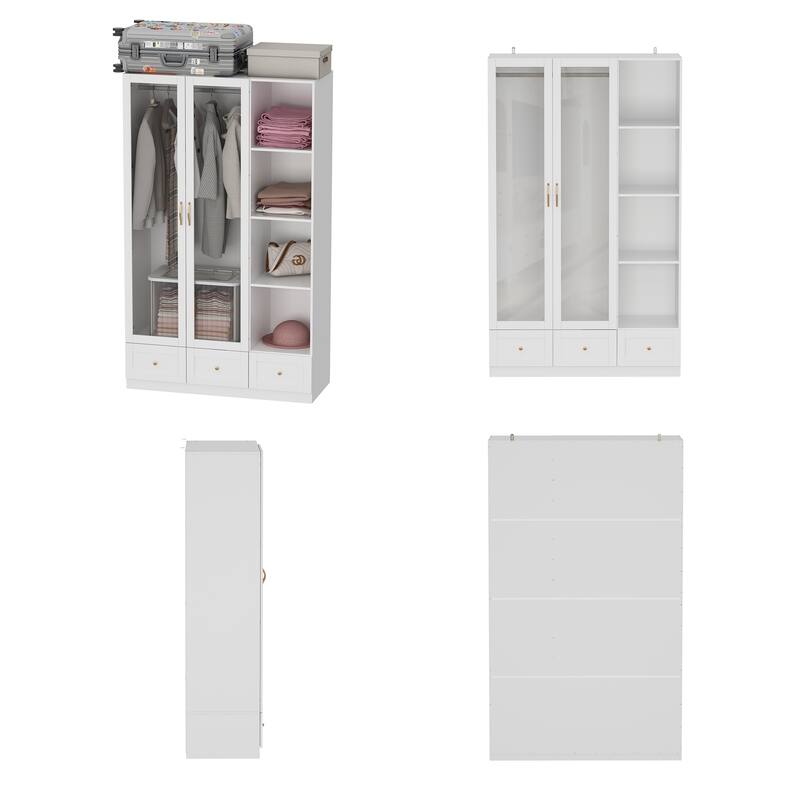 Multi-Piece Wardrobe Set Adaptable Closet Modules Combo Armoires