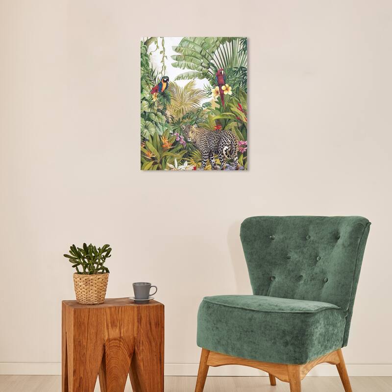 Wynwood Studio Canvas Animals Shades of green (animals 2) Green and Pastel Yellow Tropical Wall Art Canvas Print - 20 x 16