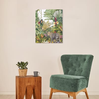 Wynwood Studio Canvas Animals Shades of green (animals 2) Green and Pastel Yellow Tropical Wall Art Canvas Print