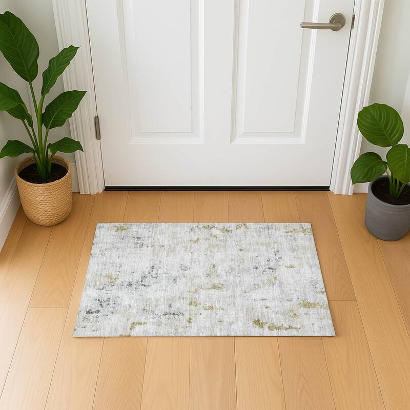 Premium Washable Super Soft Abstract Vintage Mayfield Rug - Linen - 1'8" x 2'6"