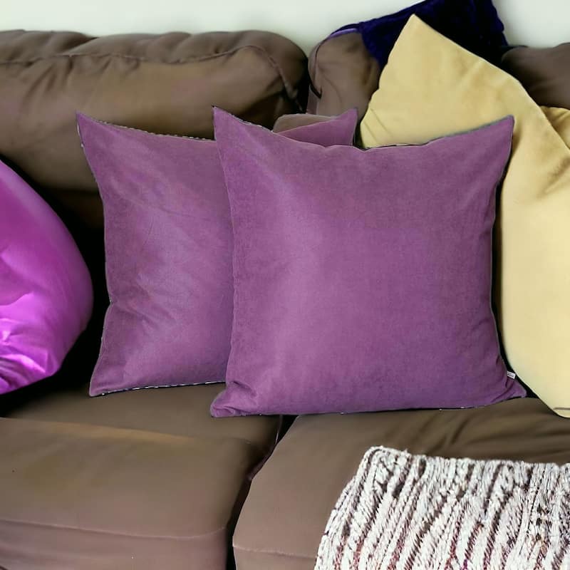 HomeRoots Set of Two 22" Purple Fabric Throw Pillow Covers