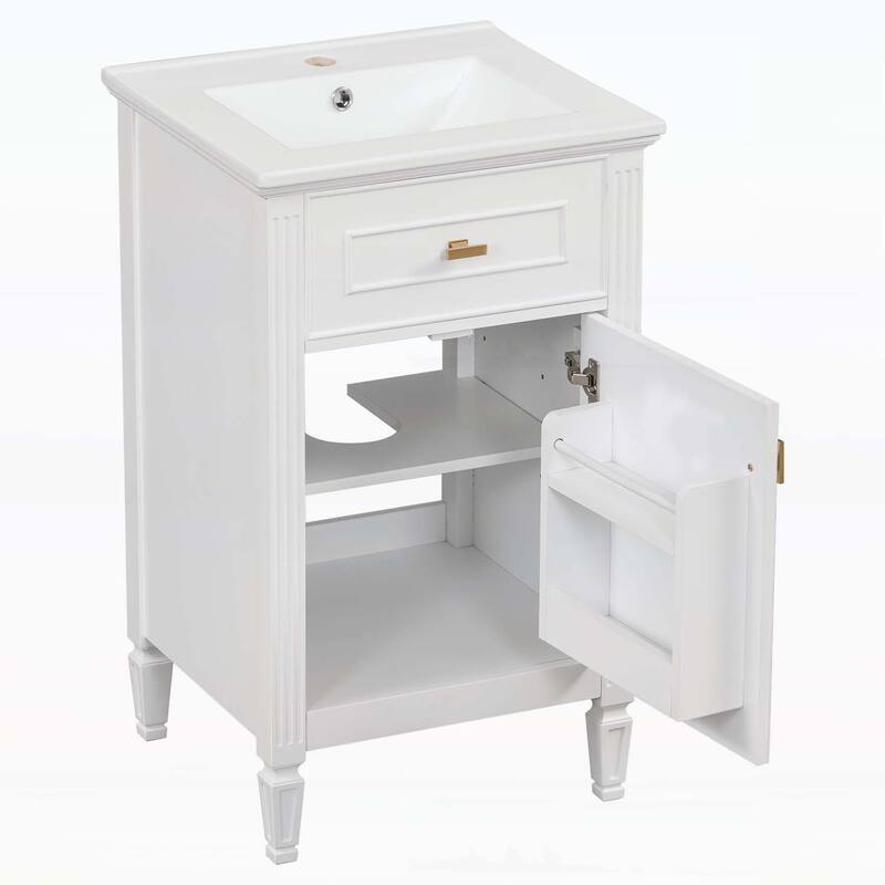 Freestanding Vanity Set with Adjustable Shelf,Tilt-Out Drawer