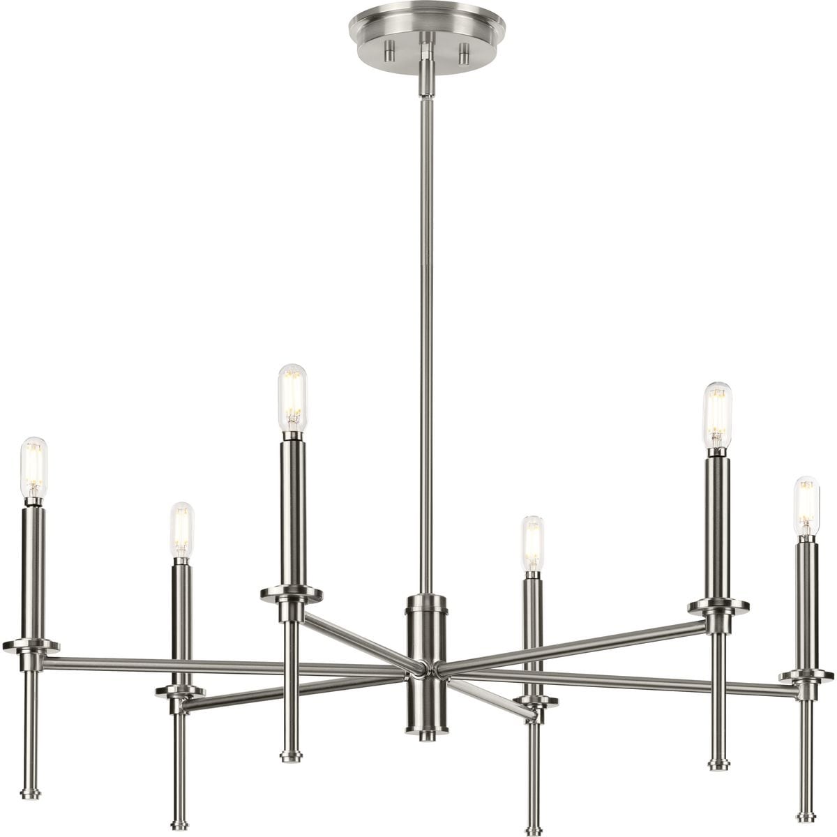 Elara Collection Six-Light New Traditional Brushed Nickel Chandelier Light - 30 in x 30 in x 10.37 in