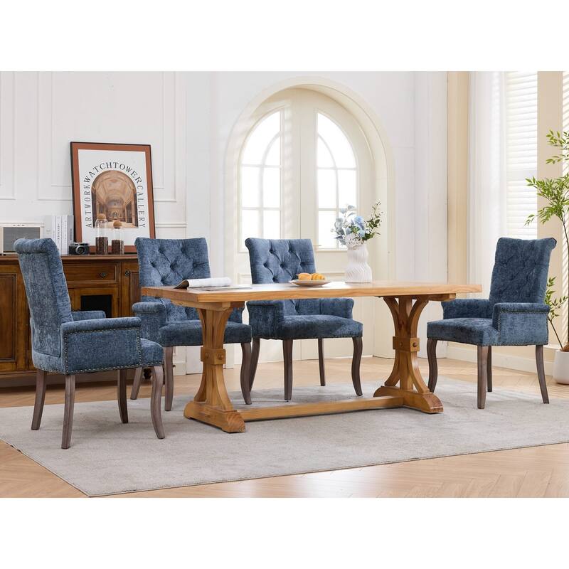 Roomfitters Upholstered Dining Chairs with Barrel Back and Wood Legs, Modern Accent Side Chairs for Living Room