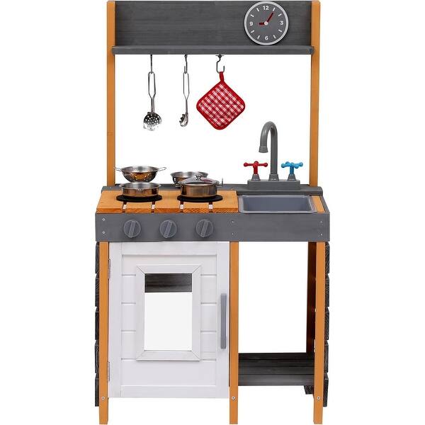 slide 2 of 15, Wooden Mud Kitchen for Kids, Outdoor Play Kitchen Playset Toddler