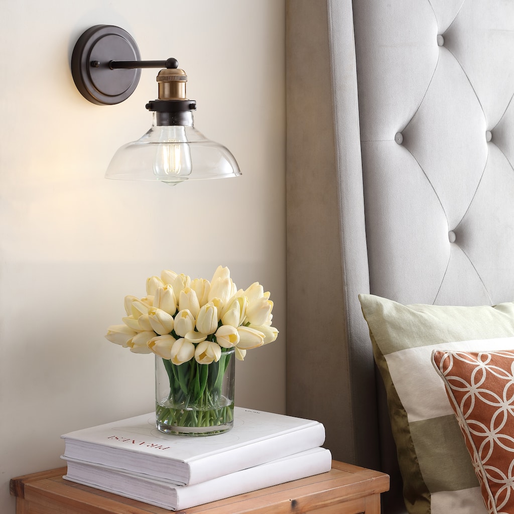 SAFAVIEH Lighting Selvie Led Wall Sconce - 8"x10.3"x8.9" - Black/Brass Gold - 8Wx10Dx9H