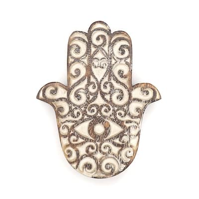 Antique Finish Pivot Box - Hamsa - 6" L, 4.5" W, 2" H