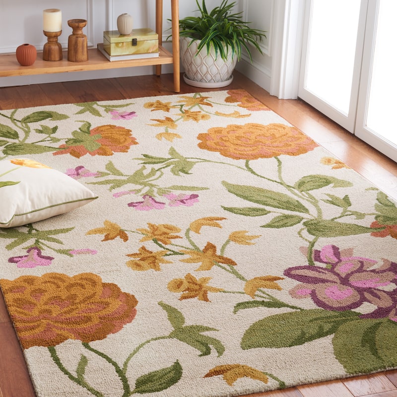 SAFAVIEH Handmade Blossom Hannelise Modern Floral Wool Rug - 8' x 10' - Ivory/Multi