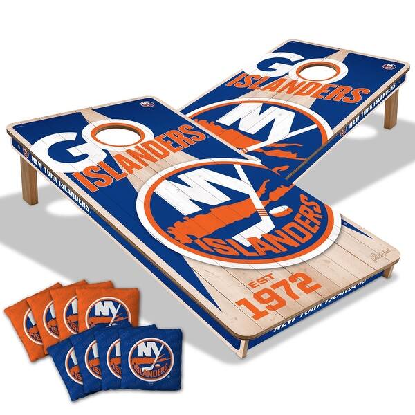 slide 2 of 7, New York Islanders NHL 2x4 Cornhole Board Set Include Carrying Case
