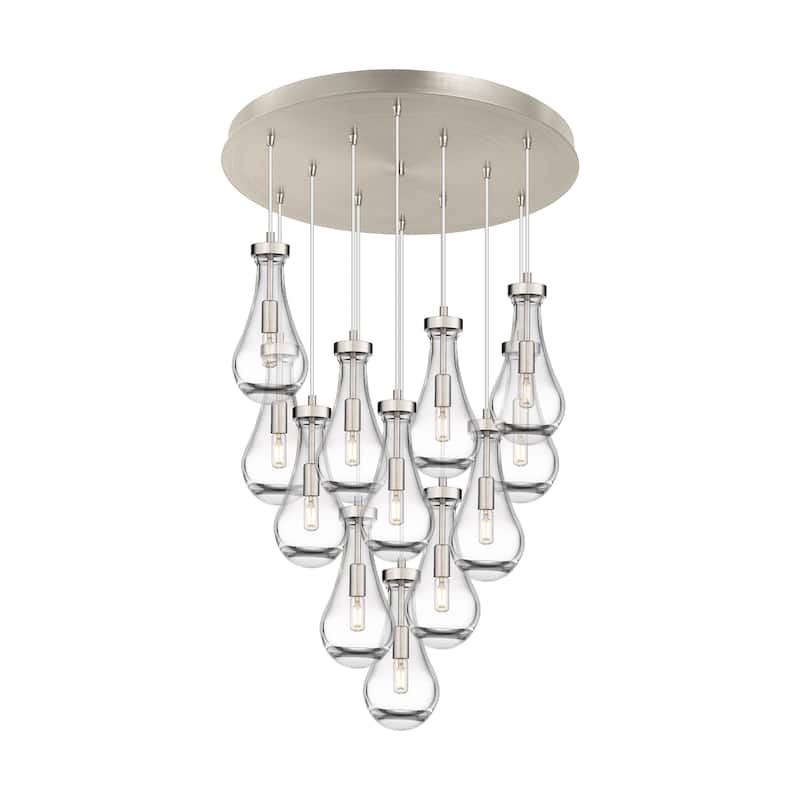Innovations Lighting Owego - 12 Light 5" Cord Hung Multi Pendant - 24" Canopy - Clear/Brushed Satin Nickel