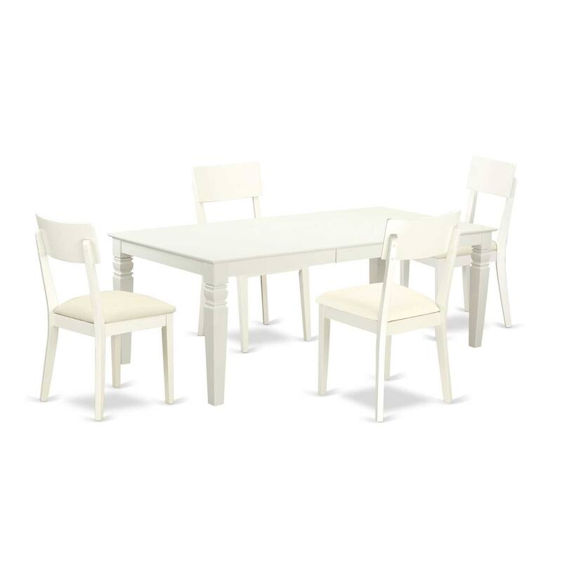 Dining Room Set 5 Piece Linen White Table & Chairs - Modern Kitchen Set