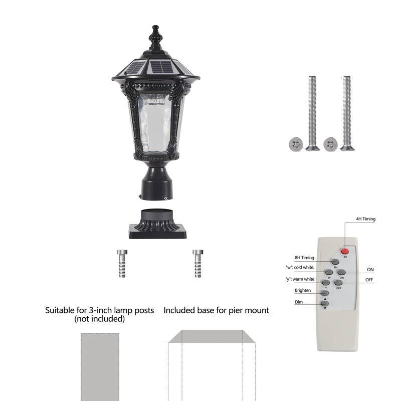 Retro Solar Lights With Dimmable LED, Black