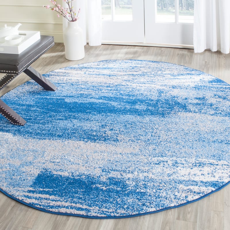 SAFAVIEH Adirondack Brynn Modern Abstract Rug - 6' Round - Silver/Blue - Round