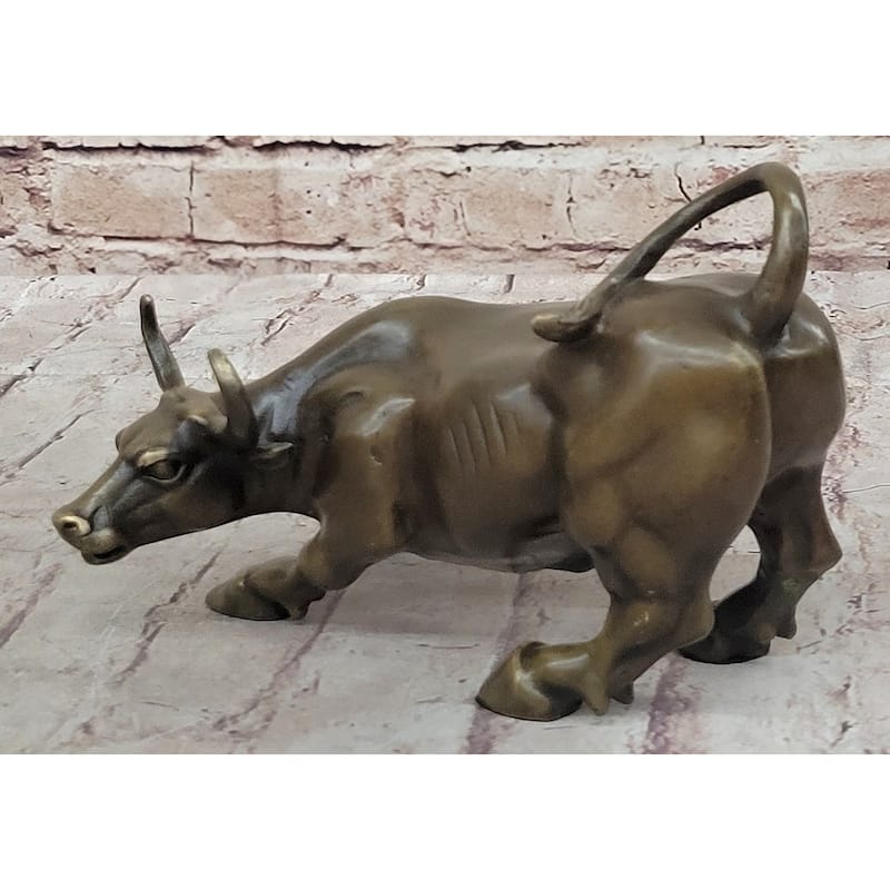 Wall Street Bull Miniature Hot Cast Bronze Sculpture Statue Lost Wax Casting