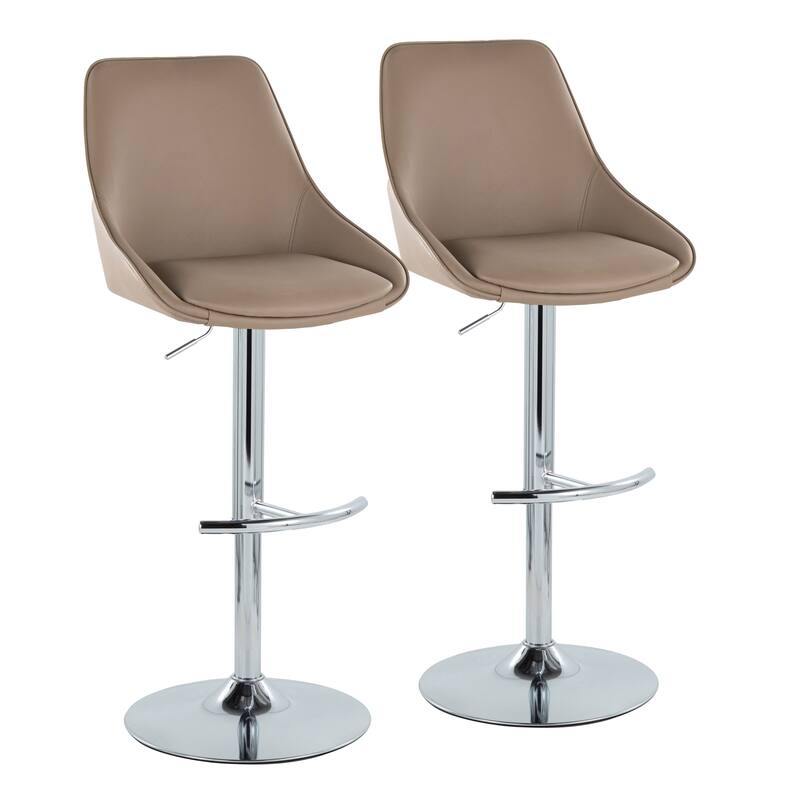 Silver Orchid Alba Adjustable Bar Stool with Rounded T Footrest (Set of 2)