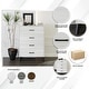 preview thumbnail 19 of 27, CraftPorch Corduroy 4-pieces Mid-Century Modern White Bed with Light Grey Furniture Bedroom Set