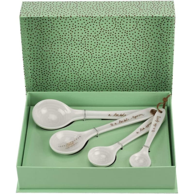 Portmeirion Sophie Conran White Set of 4 Measuring Spoons - 1 tbsp, ½ tbsp, 1 tsp, ½ tsp