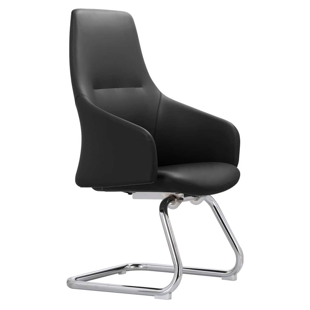 Celeste Modern Leather Executive Office Chair with Iron Frame, Fixed Armrests, Foam Padding, Easy-Clean & Quick Assembly