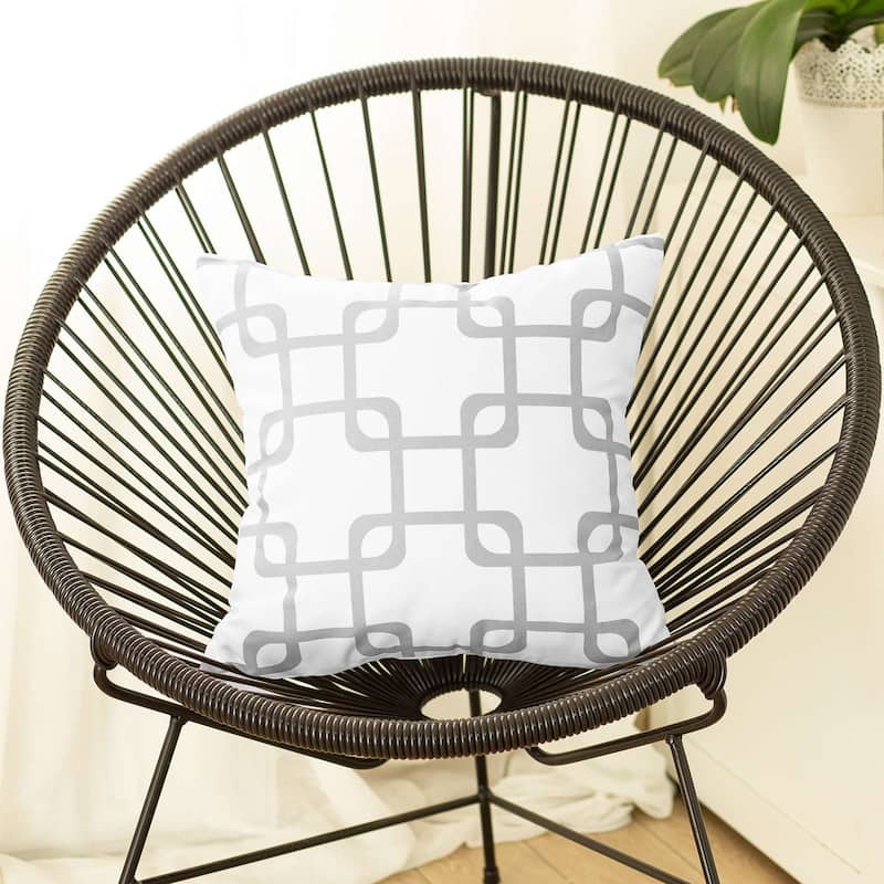 Yellow and White Grid Geometric Throw Pillow - Grey