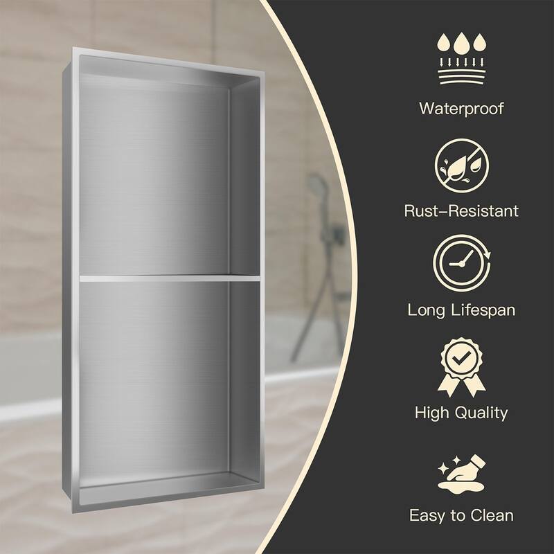 WIZ 12-inch W x 24-inch H x 4-inch D Stainless Steel Shower Niche