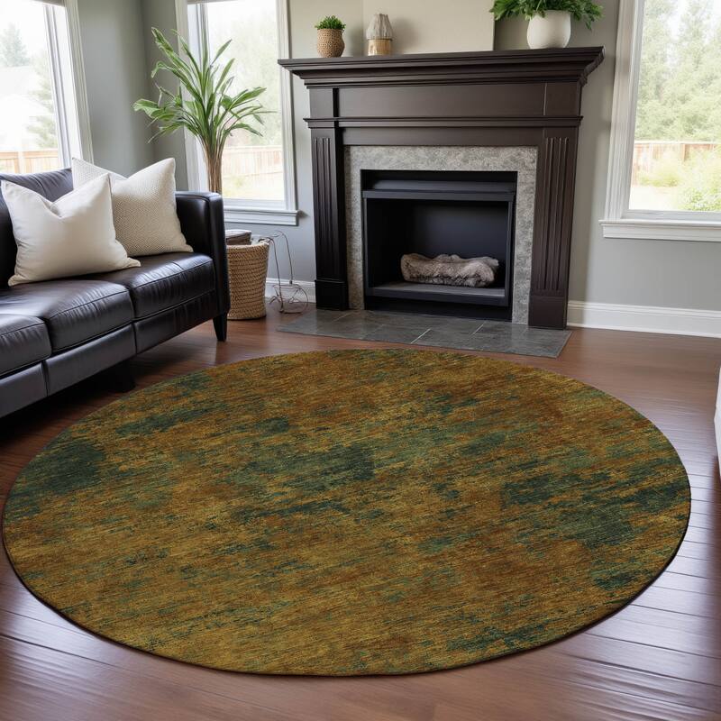 Premium Washable Super Soft Abstract Contemporary Mayfield Rug - Copper - 8' x 8'