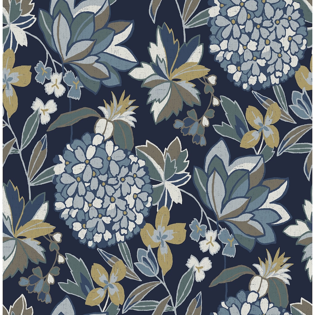 A-Street Prints Valdivian Indigo Floral Wallpaper