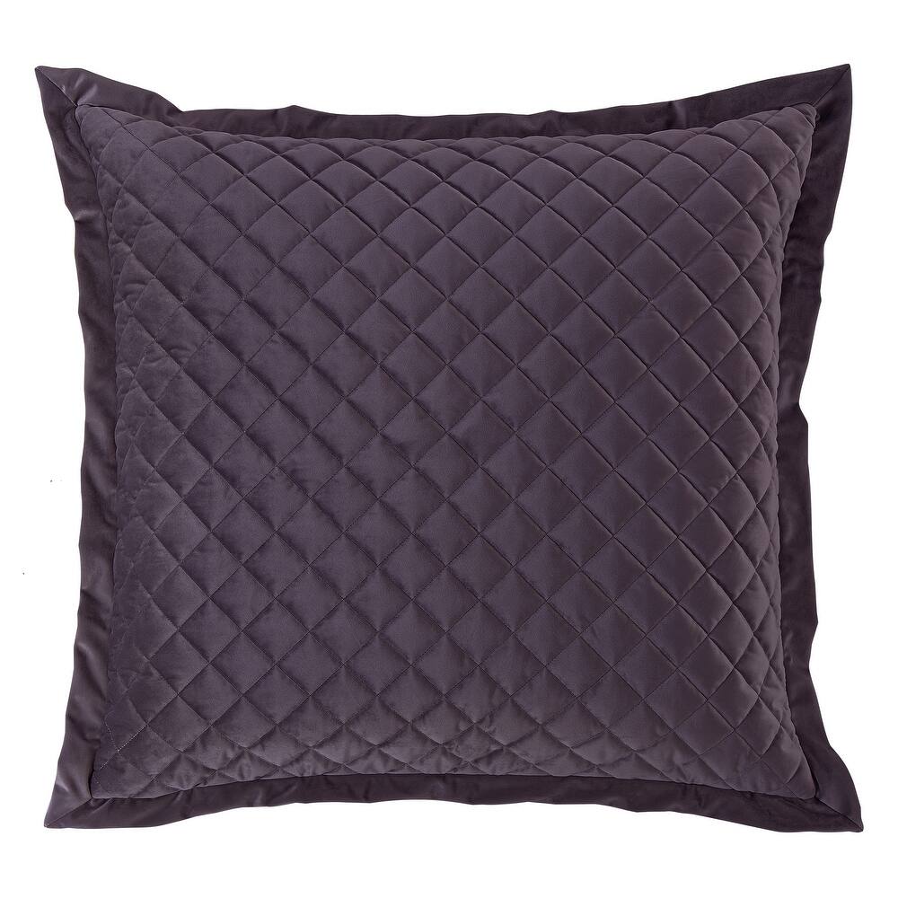 HiEnd Accents Velvet Diamond Quilted Euro Sham, 27"x27"