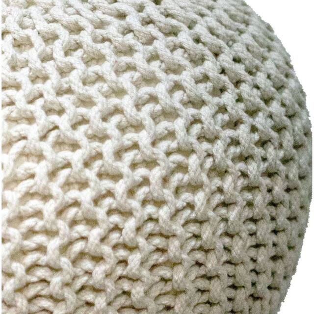 AANNY Designs Lychee Knitted Cotton Round Pouf Ottoman