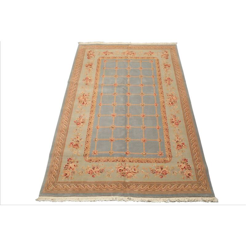 5'10''x8'9'' Hand Knotted Wool French Aubusson Savonerrie 300 KPSI Rug - 5' 10'' x 8' 9''