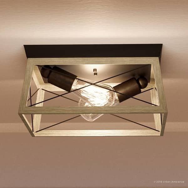 slide 2 of 7, Luxury Industrial Chic Ceiling Fixture, 6"H x 12"W, with Modern Farmhouse Style, Charcoal Finish by Urban Ambiance